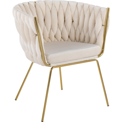 Renee Dining Chair in White Velvet & Gold Steel